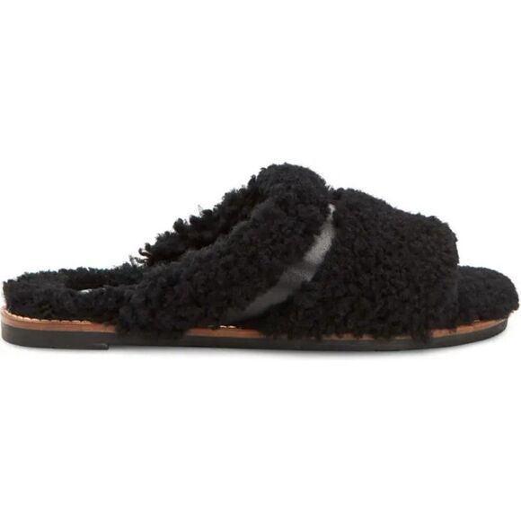 New Aquatalia | Women's Alina Shearling & Leather Slippers In Black - Picture 6 of 7